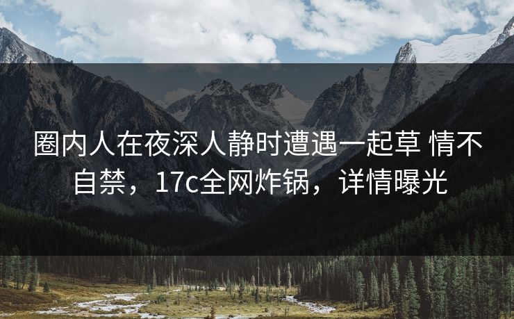圈内人在夜深人静时遭遇一起草 情不自禁，17c全网炸锅，详情曝光