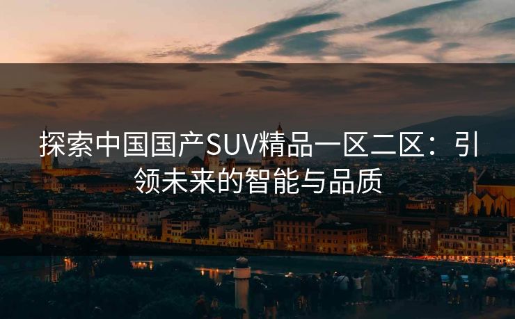 探索中国国产SUV精品一区二区：引领未来的智能与品质