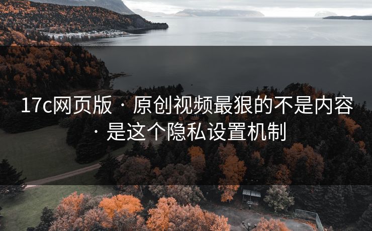 17c网页版 · 原创视频最狠的不是内容 · 是这个隐私设置机制
